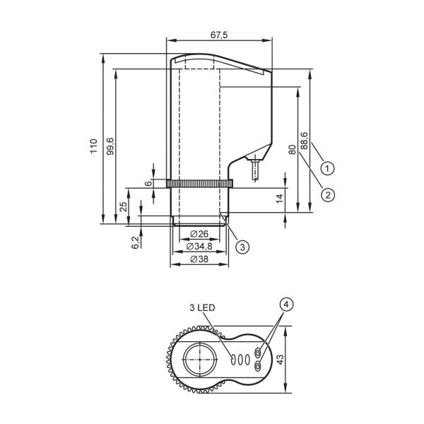 IX5006 IFM - Sensor de Posicionamento IFM Válvulas de Curso 0-80mm PNP 3 Saídas