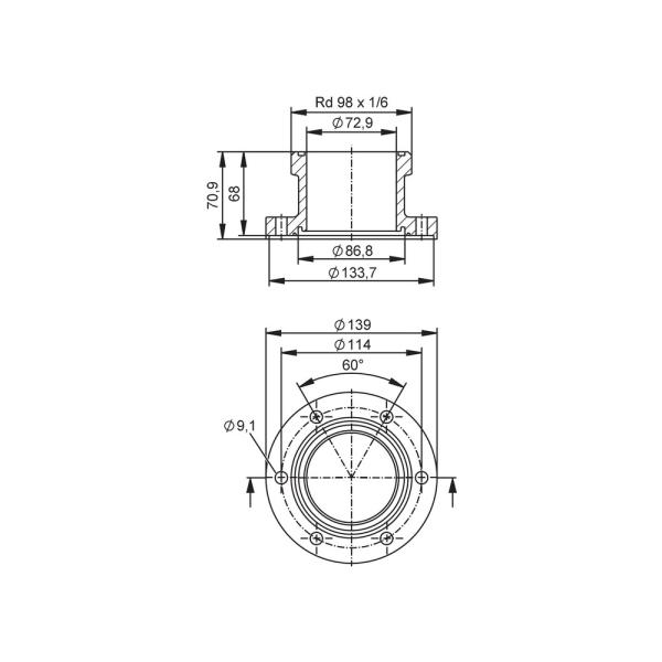 E40515 IFM - Adaptador de Processo SMS 1145 Sensor de Vazão SMF DN80 Aço Inox 316L 16bar